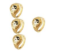 Beavorty Lot De 4 Bagues Tai Chi En Acier Titane Élégantes Chinoises Bijoux Pour Hommes Bagues Chinoises Pour Hommes Pour Mode Bague e Bague Bagua Pour
