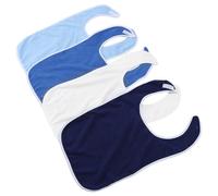 Beavorty Lot de 4 Bavoirs Adultes en Polyester Double Face Doux et Chaud Protection Anti-taches Bavoirs pour Personnes Âgées et Handicapées Couleurs Bleu Clair Bleu Roi et Blanc