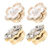 Beavorty Lot de 4 Boutons de Manchette et Ornements de Poignet en Alliage Doré Boutons de Chemise à Fleurs avec Cristaux Accessoires Élégants pour Smoking Homme Mariage et Tenue