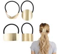 Beavorty Lot de 4 élastiques à cheveux en alliage de zinc pour queue de cheval - Style punk - Doré - Pour queue de cheval - Accessoires simples pour filles