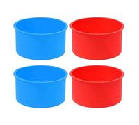 Beavorty Lot de 4 Moules à Gâteau en Silicone 4 Pouces, Antiadhésifs, Multifonctions pour Muffins, Bonbons et Gelée, Résistant Haute Température, Coloris Bleu Clair et Rouge, Accessoires