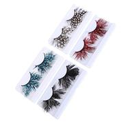 Beavorty Lot de 4 Paires de Faux Cils Naturels Et Denses Autocollants pour Halloween Cosplay