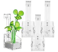 Beavorty Lot de 4 Petits Pots Acryliques pour Plantes Aquatiques, Supports Transparents Non Respirants, Jardinières Suspendues pour Aquarium, Accessoire Décoratif pour Réservoirs et