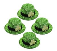 Beavorty Lot de 4 Pinces à Cheveux Vertes Mini Chapeaux Trèfle Saint-patrick, Accessoires Festifs Irlandais pour Femmes, Clips Légers et Confortables pour Costume de Fête