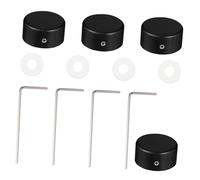 Beavorty Lot de 4 Sets de Embouts Métalliques Noirs pour Pédales D'effet Guitare, Boutons avec Vis en Alliage D'aluminium, Protection Solide Antidérapante, Accessoires pour Pédale