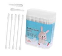 Beavorty Lot de 400 Cotons-tiges pour Bébés Tête Ronde et Spirale, Coton et Papier, Forte Résistance, Nettoyage Doux du Nez Oreilles, 2 Boîtes Blanches