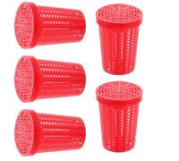 Beavorty Lot de 5 Cages à Appâts de Pêche en Abs Rouge Épais, Grand Format, Panier Distributeur Multifonction pour Feeder Extérieur, Cage à Leurres pour Crevettes, Poissons et Écrevisses,