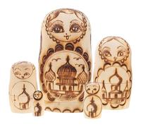 Beavorty Lot de 5 Set de Poupées Russes Gigognes en Bois à Effet Pyrogravé Relief, Motif Aigle Bicéphale, Non Finies à Personnaliser, Décoration et Éducatif pour Garçon et Filles