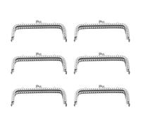 Beavorty Lot de 6 Cadres Fermoirs Carrés en Fer Argenté, 15,5 Cm, Poignées de Paquet à Main DIY Oreilles Doubles ou Simples, Accessoires pour Fabrication de Paquet et Pochettes de Soirée