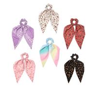 Beavorty Lot De 6 Élastiques Pour Cheveux Longs Ruban En Tissu Imprimé Floral Multicolore, Accessoires Pour Cheveux Fille, Ornements Légers Et Décoratifs Pour Usage Quotidien