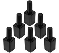 Beavorty Lot de 6 FلاCons de Vernis à Ongles en Verre 15 Ml Noirs avec Pinceau Flacons Rechargeables pour Vernis Gel Compacts pour Manucure et Voyage