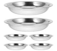 Beavorty Lot de 6 Petites Soucoupes Rondes en Acier Inoxydable 8 Cm, Plats à Sauce Compacts pour Condiments et Apéritifs, Vaisselle Résistante sans Magnétisme, la Cuisine, Barbecue