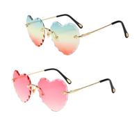 Beavorty Lunettes de Soleil de Cœur Anti-uv sans Monture | Métal, PC et Faux Cuir, Accessoire Mode pour Femme, Fête, Photo et Visage