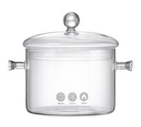 Beavorty Marmite à Ragoût en Verre Transparent 1350 Ml Deux Poignées, Cocotte à Soupe Résistante la Chaleur, Ustensile Cuisine pour Mijoté et Nouilles, Utilisable au Micro-ondes