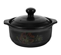 Beavorty Marmite Soupe en Céramique 1,6 L Couvercle Résistant, Pot Cuisson pour 1 à 2 Personnes, Adaptée pour Cocottes et Cuisson de Poulet Braisé