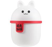 Beavorty Mini Poubelle de Bureau Kawaii en Polypropylène Blanc avec Couvercle à Bascule, Petit Conteneur à Déchets Lapin, pour Bureau, Chambre ou Salon, Facile à Nettoyer et Anti-odeurs