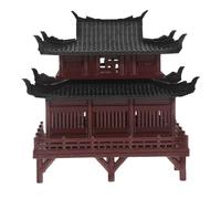 Beavorty Modèle de Micro-Paysage Chinois Miniature en Plastique Marron | Aquarium et Bonsaï, Usage Intérieur pour Bureau, Design Compact, Style Architectural Traditionnel