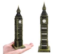 Beavorty Modèle vintage Big Ben en métal (finition bronze) - Sculpture emblématique de Londres | Ornement d'architecture britannique classique pour la maison, le bureau et la bibliothèque - Cadeau