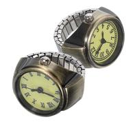 Beavorty Montres À Doigt 2 Pièces pour Hommes Et Femmes Montres À Quartz Rondes Élastiques 2 en 1 avec Cadran Arabe Romain pour Mariage Remise De Diplôme Anniversaire