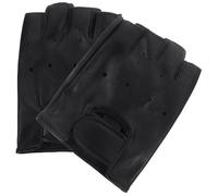 Beavorty Moufles Demi-Doigts en Cuir Confortables pour Garçon et Filles de 5 à 13 Ans, Protection des Mains pour Activités de Plein Air et Équitation, Paire Unique Noire