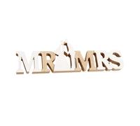 Beavorty Ornement de Table en Bois Mr Mrs Décoration Alphabet pour Mariage et Bureau Accessoire Décoratif Artisanal Décoration de Lettres pour Table Élégant de Lettre Raffinée