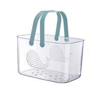 Beavorty Panier de Rangement Plastique Transparent Forme de Baleine pour Salle de Bain Caddie de Douche Portable avec Poignée et Drainage Organisateur pour Gel Douche Shampooing et Serviettes