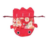 Beavorty Paquet à Dragées de Mariage en Tissu Rouge à Cordon Forme Poisson Rouge, Joli Paquet de Rangement pour Bonbons et Bijoux, Style Japonerie pour Fêtes et Cérémonies
