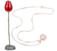 Beavorty Parure de Cou Saint-Valentin 2 Pièces Pendentif Cœur en Rose Doré et Fleur Éternelle Accessoires Bijoux Délicats pour Décoration du Cou Présent Romantique Femme