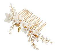 Beavorty Peigne À Cheveux De Mariée Coiffure De Mariage Accessoires De Coiffure Tendance Forme De Fleur Blanche Ornement De Cheveux De Mariée Exquis Pour Mariage Fait À La Main Pour Femmes