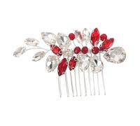 Beavorty Peigne à Cheveux Rouge Cristal Mariage Vintage Accessoire Nuptial Sécurisé pour Mariée et Demoiselle Ornement Brillant pour Coiffure