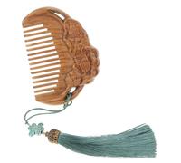 Beavorty Peigne Bois De Santal Anti- Peigne Sculpté Bois De Santal Pour Démêler Cheveux Brosse à Cheveux Vintage Avec Frange Aléatoire