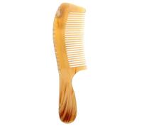 Beavorty Peigne pour coiffure en corne de bœuf 18 cm à dents fines, poignée ronde sculptée double face, outil antistatique de massage pour barbe et cheveux, portable pour hommes et femmes
