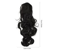 Beavorty Perruque Noire Longue et Ondulée pour Femme Bouclée avec Séparation Centrale Aspect Naturel pour Cosplay et Soirées