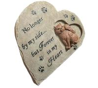 Beavorty Pierre Commémorative Chat en Résine Cœur Ange, Monument Funéraire Extérieur Solide, Pierre Tombale Jardin pour Animaux de Compagnie, Statuette Souvenir Chats Décédés, Marqueur