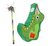 Beavorty Piñata Dinosaure 3d Verte Baton de Frappe et Franges Décoration Anniversaire Fête 2 Pièces Jeu de Bonbons Piñata Original pour Garçon et Filles et Célébrations