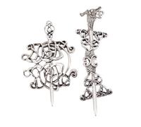 Beavorty Pinces à Cheveux Épingles Ethniques Design Celtique Viking en Métal Argenté Vintage Lot de 2 Tenue pour Femme et Mariée Élégante