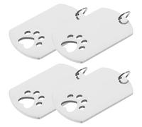 Beavorty Plaques D'identification pour Chiens en Acier Inoxydable Argenté, 4 Pièces Légères de Patte, Étiquettes Personnalisables pour Chiots, Accessoires Suspendus pour Paquet