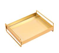 Beavorty Plateau De Rangement En Métal Doré 1 Grand Taille Imperméable Antirouille Pour Bijoux Cosmétiques Organisateur De Bureau Usage Maison Salle De Bain