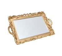 Beavorty Plateau Miroir Décoratif Vintage en Verre Transparent, Organisateur de Parfum pour Commode, Plateau de Maquillage Multifonction pour Chambre et Salle de Bain, Accessoire Élégant