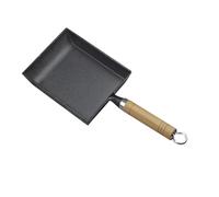 Beavorty Poêle en Fonte Carrée Épaisse Antiadhésive Poignée en Bois Sécurisée pour Cuisson Tamagoyaki, Omelettes Japonaises, Barbecue et Pique-Niques