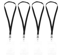 Beavorty Porte-badges Transparent Vertical Pvc Lot de 4 Set de Sets avec Lanière Détachable, Étui Double Face pour Carte D'identité et Badge de Travail, Couverture Étanche Bureau