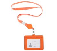 Beavorty Porte-carte D’identité Horizontal en Pu Robuste avec Cordon Rétractable Réglable, Étui Porte-badge pour Cartes D’identification et Badges Professionnels, Accessoire Bureau Orange