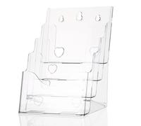 Beavorty Porte-Documents de Bureau A5 à 4 Niveaux en Plastique Transparent, Organisateur de Bibliothèque Multifonction pour Brochures, Magazines et Dossiers, Présentoir à Livres pour