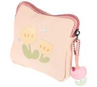 Beavorty Porte-Monnaie Floral Carré en Toile Rose pour Étudiante, Portable | Rangement Léger Multi-usage, Format Compact, pour Sorties et Cours, Couleur Rose Discrète