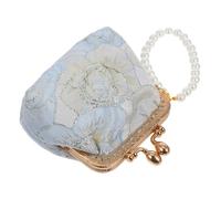 Beavorty Portefeuille De Perles Portable Soir Célibataire De Mariée Sacs à Main Vintage Floral Embrayage à Main Mariages Élégant Chic Porte Monnaie pour Femme Dame Officiel Blue Métal