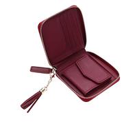 Beavorty Portefeuille Femme avec Pochette Zippée Sac à Main Court Rouge Vin Léger Et Pratique pour Usage Quotidien