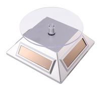 Beavorty Présentoir Solaire Rotatif à 3 Niveaux 360°, Montres et Téléphones, Support Argenté Plateau Tournant Automatique, Vitrine D’exposition Multifonctionnelle à Solaire