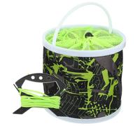 Beavorty Seau de Pêche Pliable en Toile avec Filet et Corde, Diamètre 18 Cm Hauteur 17 Cm, Seau Pliant D'extérieur Multifonction pour Camping, Stockage de Poissons et Couleur Aléatoire