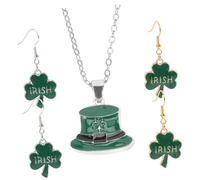 Beavorty Set de Bijoux Créatifs Saint Patrick Collier et Boucles Doreilles Vert Accessoires Délicats pour Fête Décoration pour Femmes