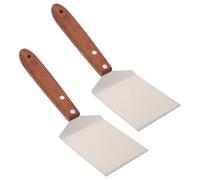 Beavorty Spatule Plate en Acier Inoxydable Manche en Bois, Lot de 2 Pièces, Pelle Multifonction pour Cuisson de Steaks et Pizzas, Ustensile la Cuisine Inox Professionnel, Accessoire